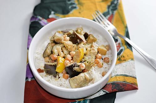 Ragoût Aubergines Pois chiches au Curry